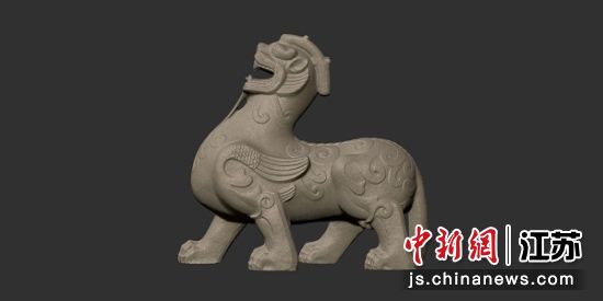 科研团队通过三维扫描获取独角麒麟和双角天禄的高精度三维模型数据。南京麒麟科创园供图 科研团队通过三维扫描获取独角麒麟和双角天禄的高精度三维模型数据。南京麒麟科创园供图